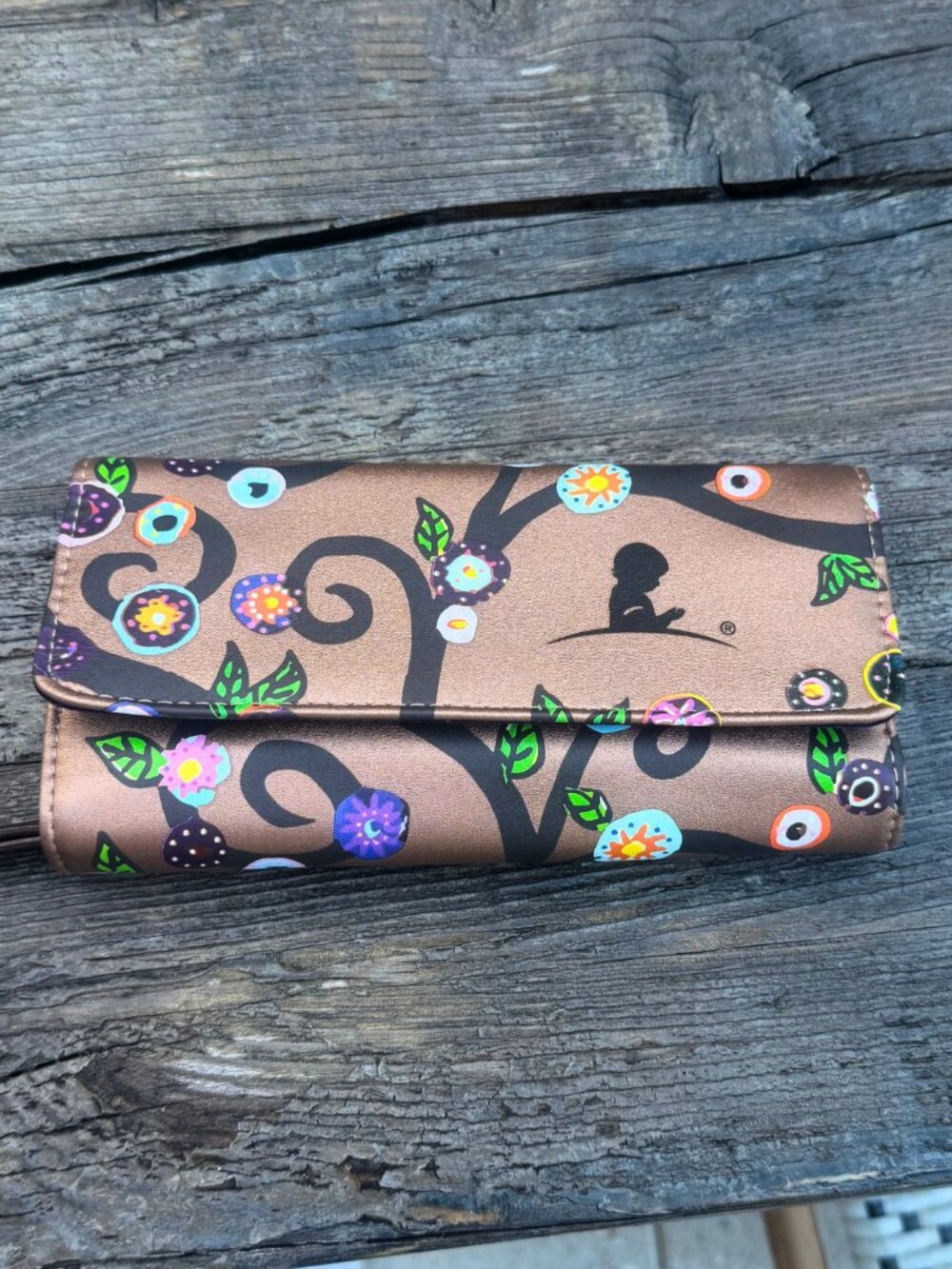 St Jude Rose Bronze Metallic Gold Trifold Travel Jewelry Case Pouch Wallet NWOT